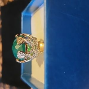 Premium Verde Onyx and White Zircon Ring
